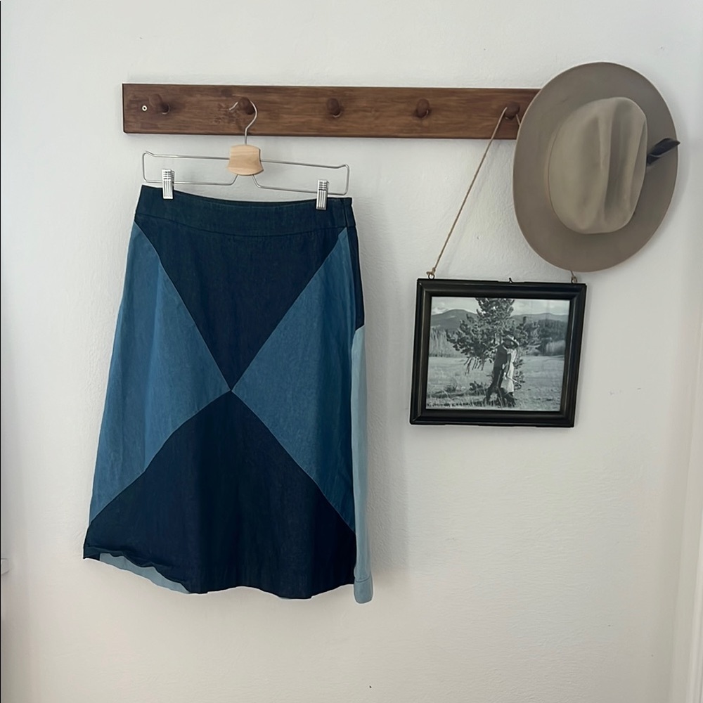 Vintage Blue Patchwork Skirt